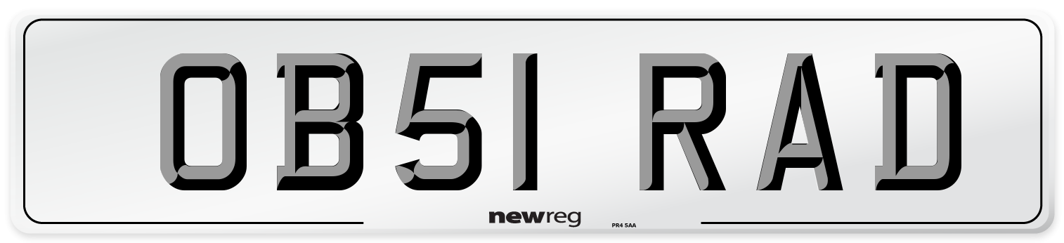 OB51 RAD Number Plate from New Reg